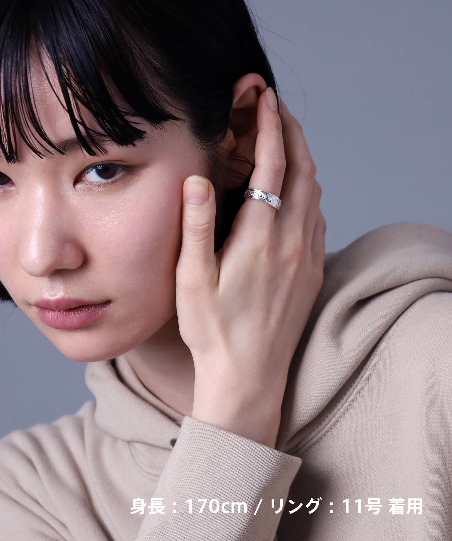 ミディアムプルメリアウェーブリング/シルバー925