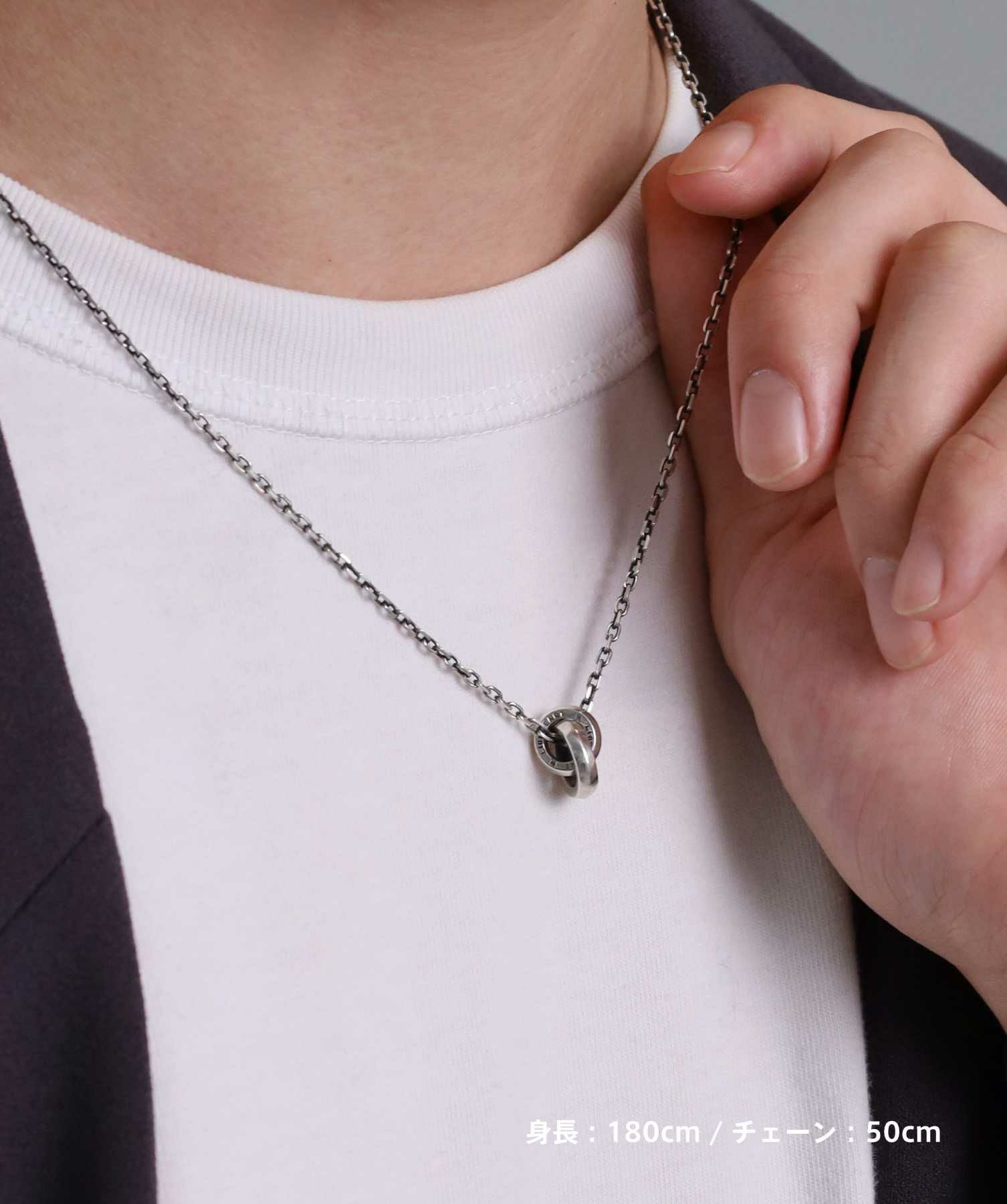 フェザーダブルリングネックレス/シルバー925