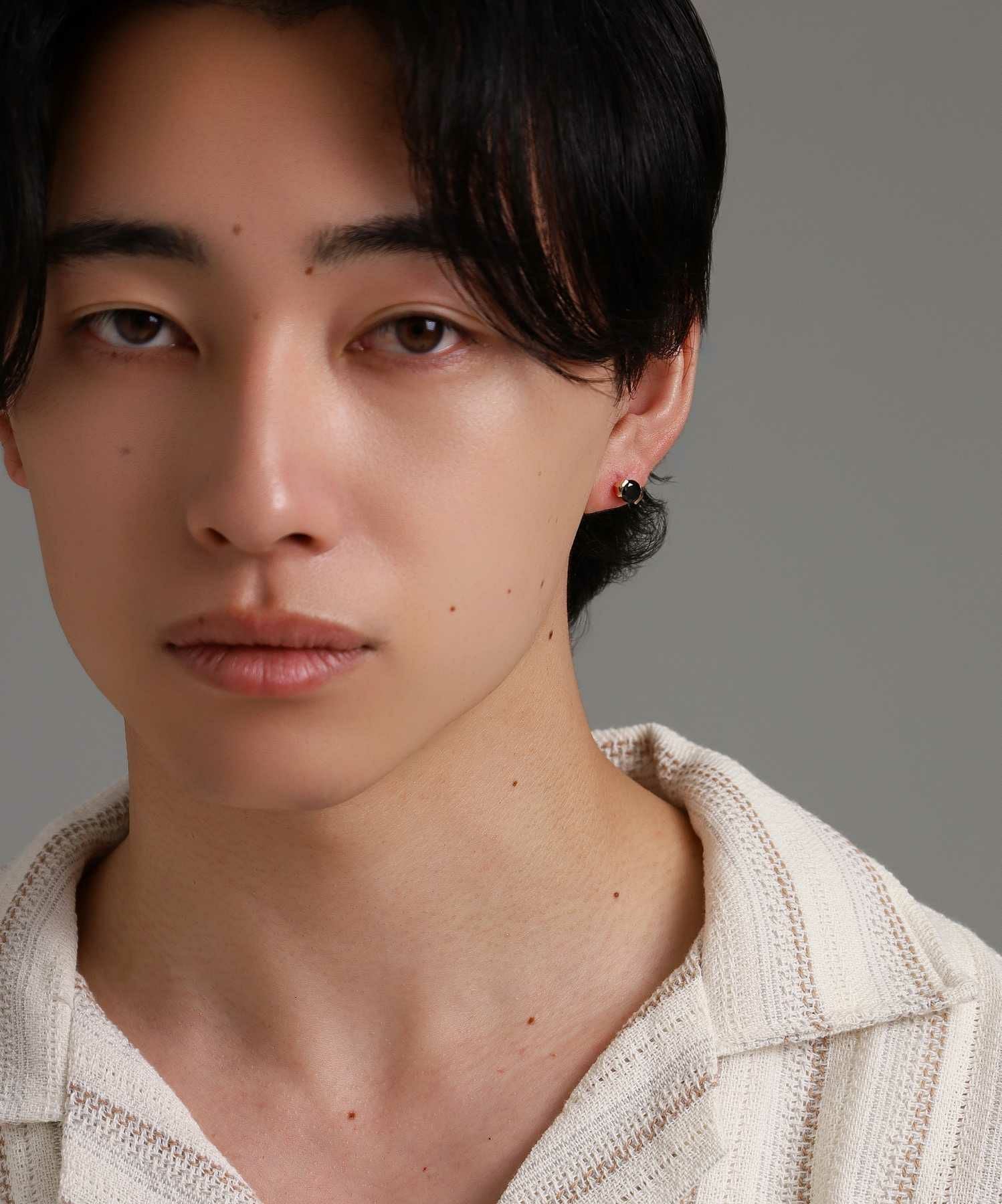 ブリリアントカットピアス/K10ゴールド（ブラック・クリア）