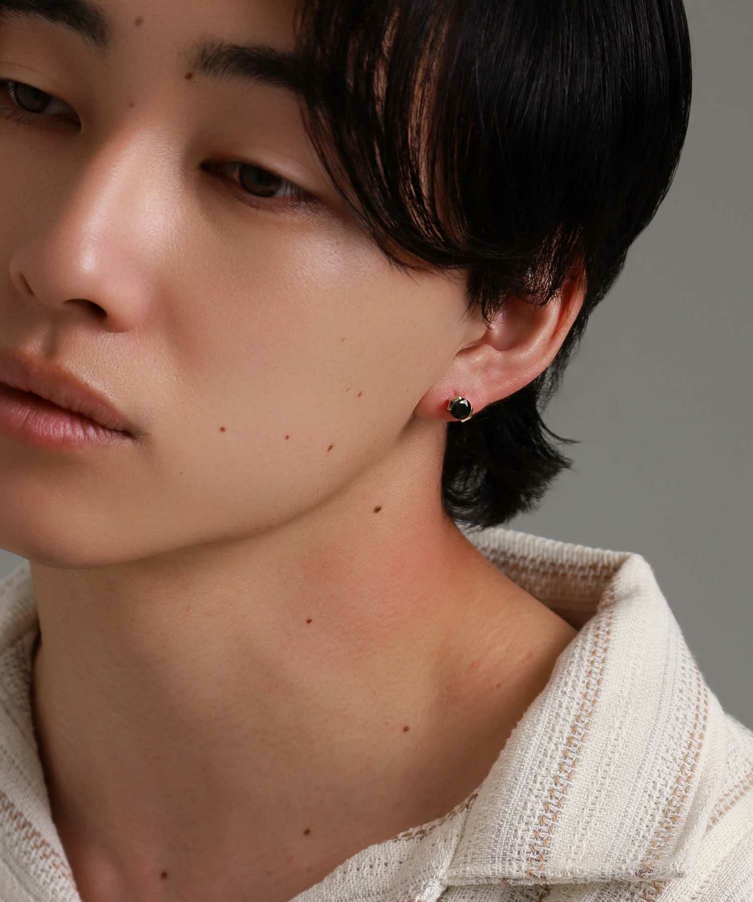 ブリリアントカットピアス/K10ゴールド（ブラック・クリア）