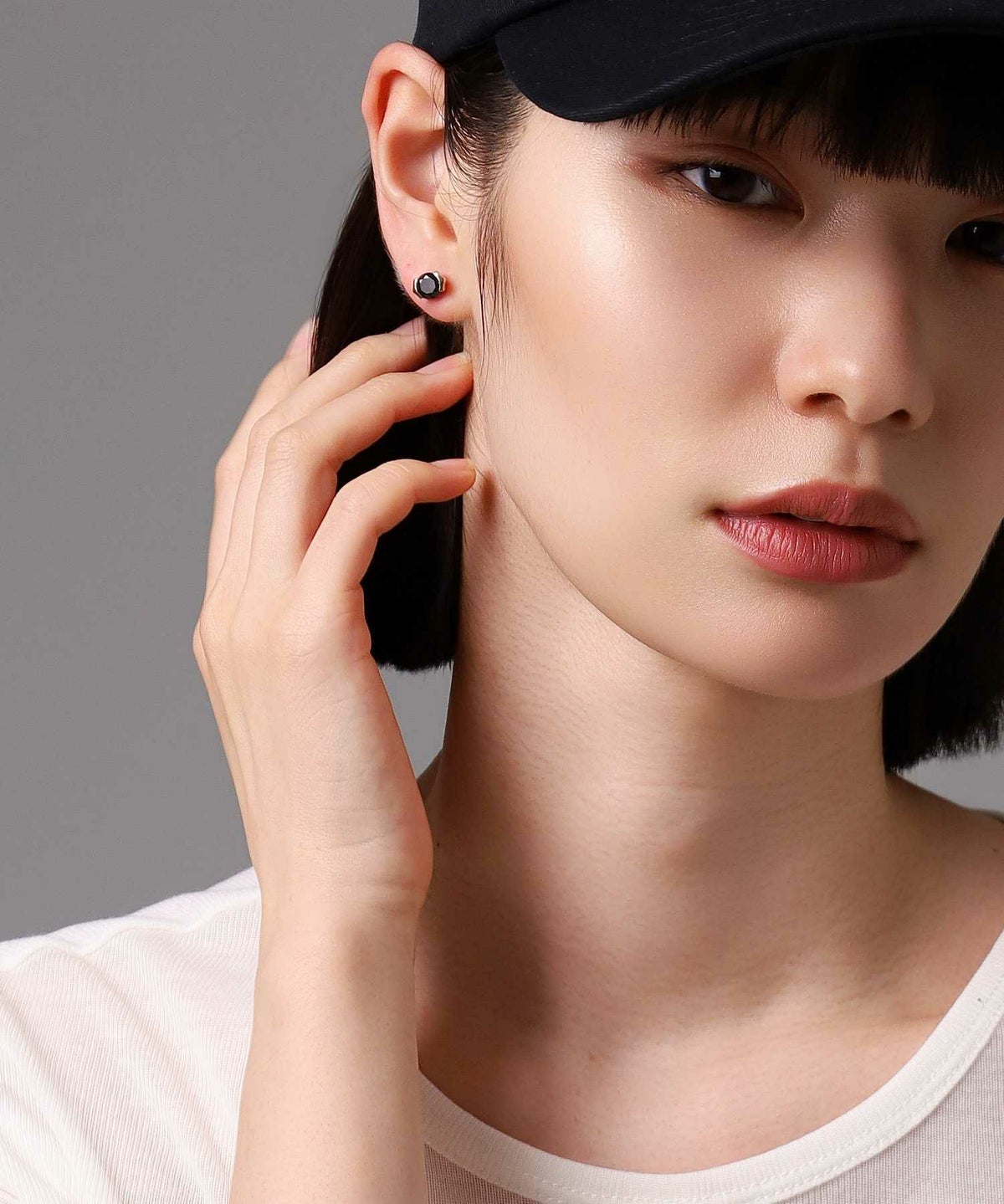 ブリリアントカットピアス/K10ゴールド（ブラック・クリア）