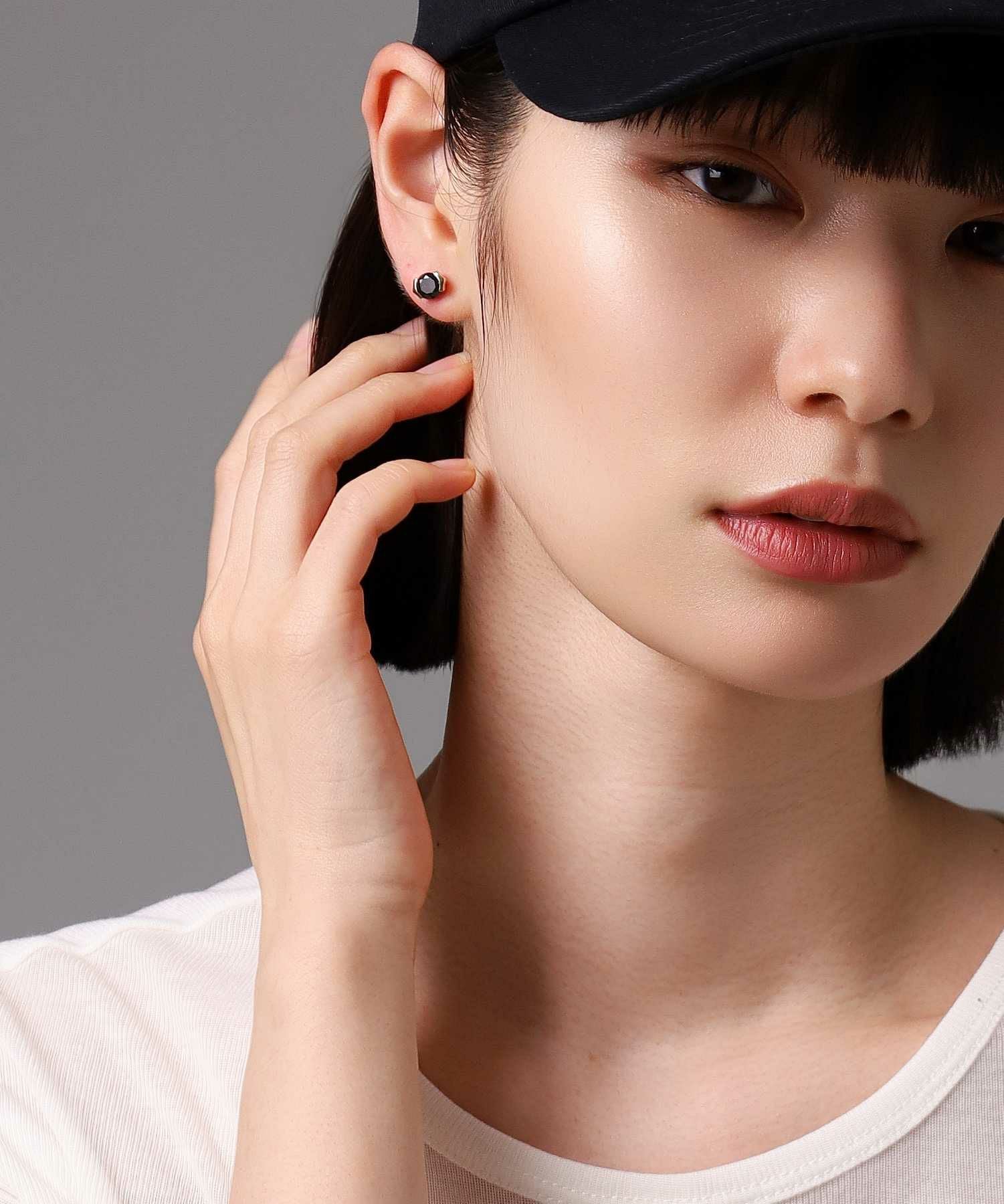 ブリリアントカットピアス/K10ゴールド（ブラック・クリア）