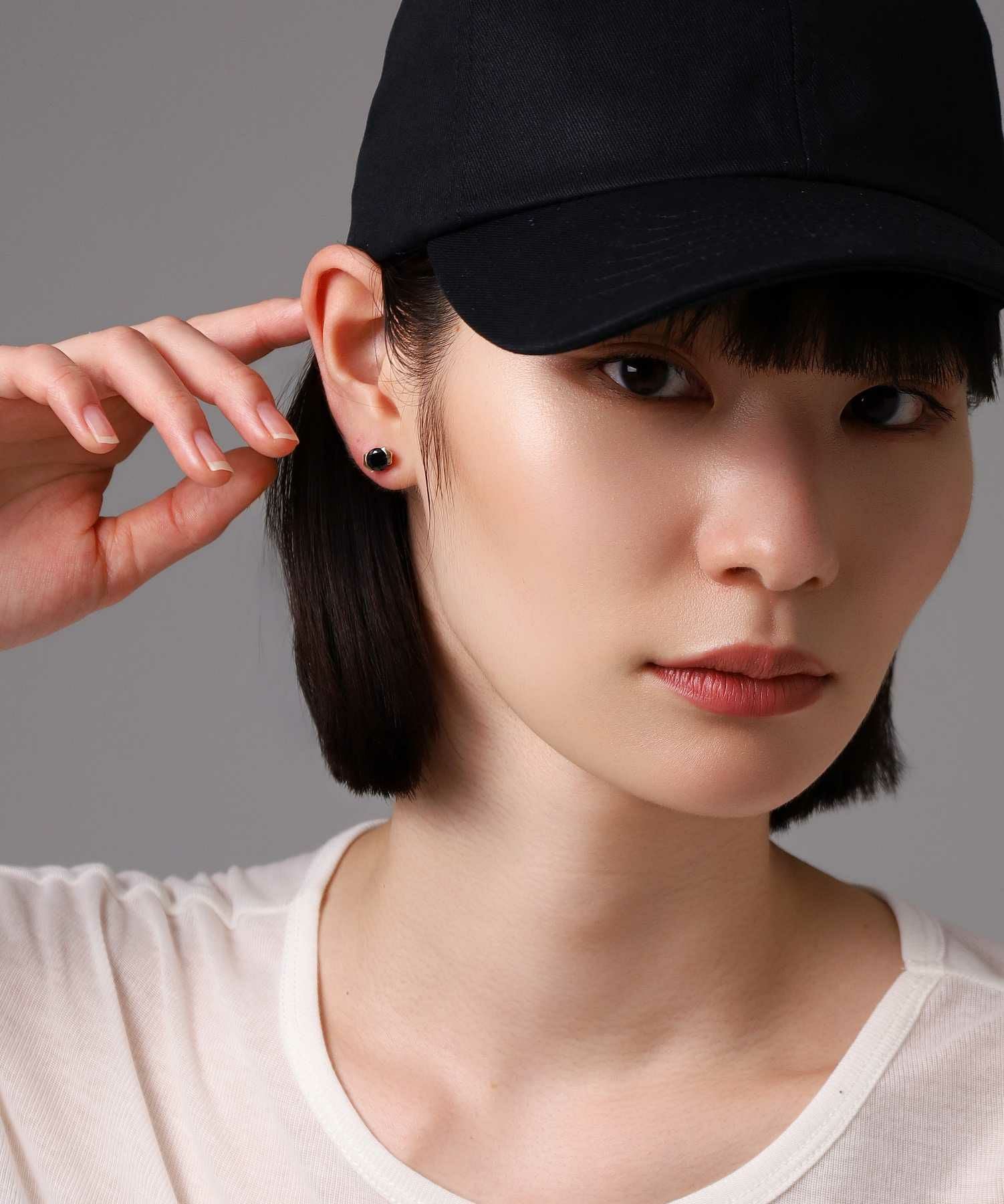 ブリリアントカットピアス/K10ゴールド（ブラック・クリア）