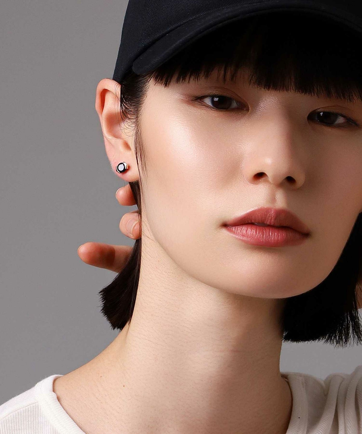 ブリリアントカットピアス/K10ゴールド（ブラック・クリア）