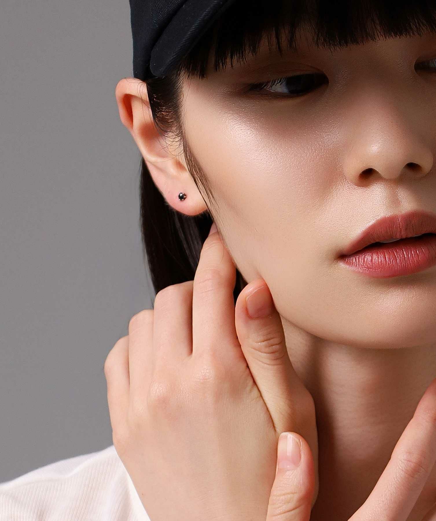 【美品】ブラックダイヤモンドピアス Sサイズ プラチナ900 Petite Modern”ブラックダイヤモンドピアス（Sサイズ/0.1CT）/プラチナ