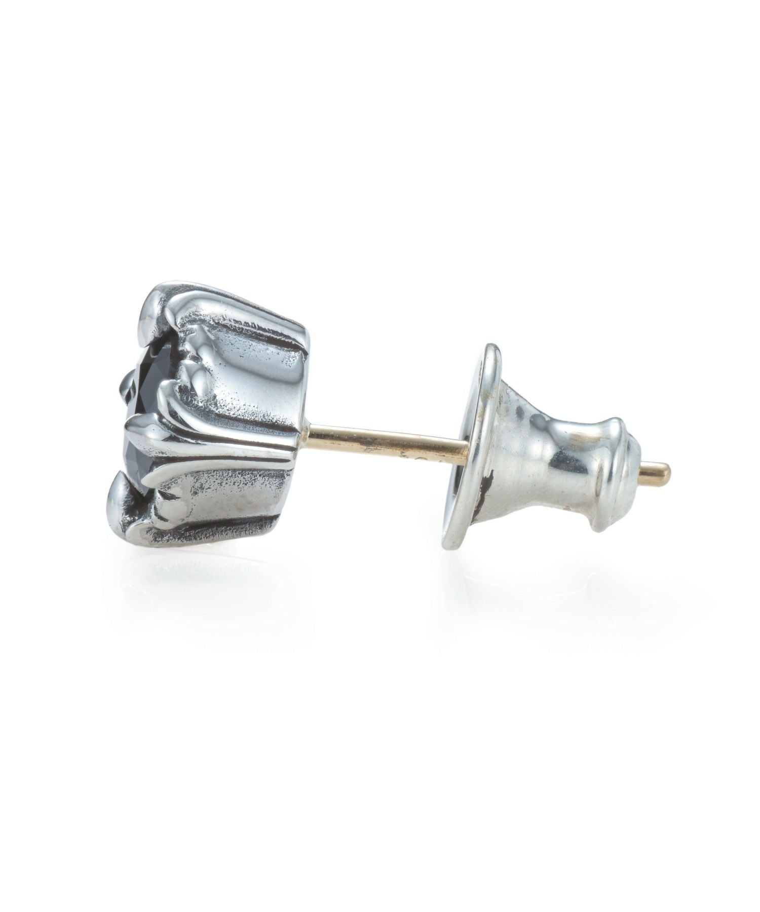 BASIC”コマンダーストーンピアス（シルバー×ブラック）/シルバー925