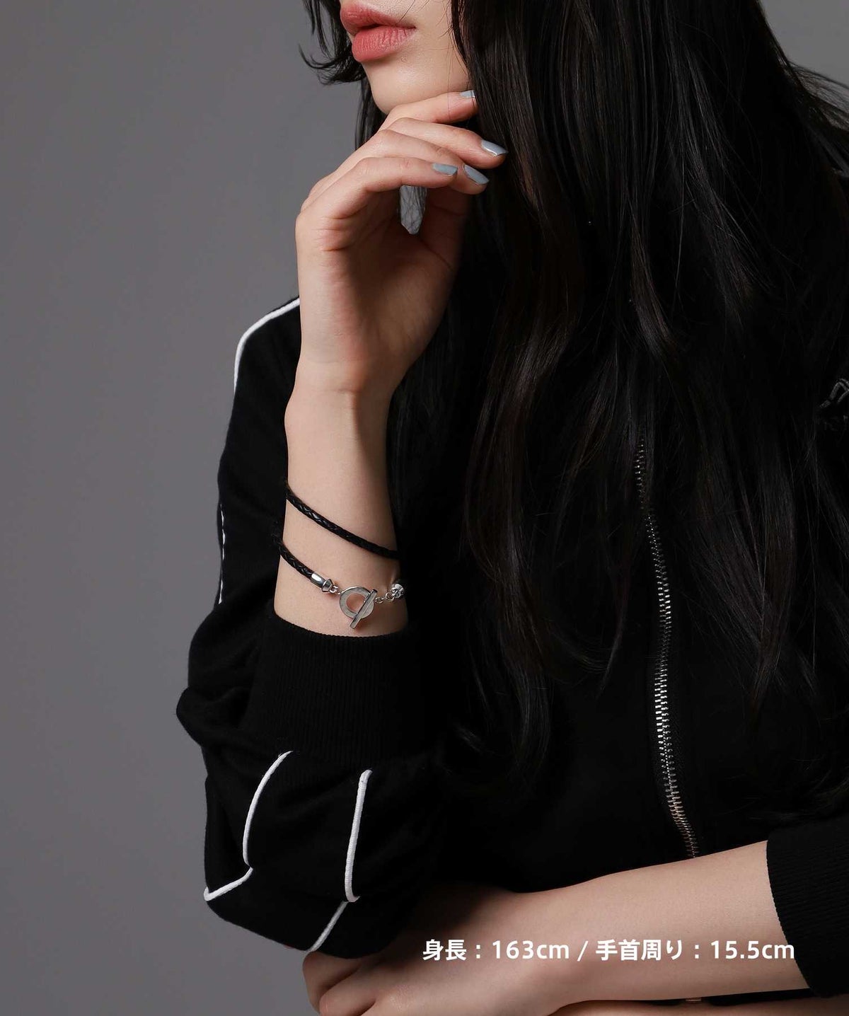 槌目ブレスレット/レザーコード/シルバー925