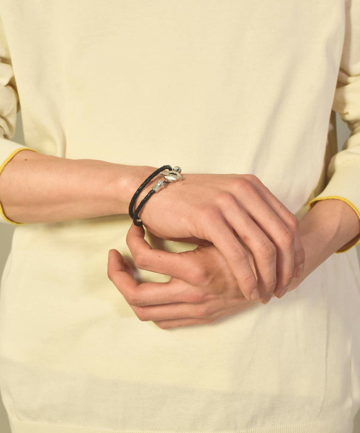 槌目ブレスレット/レザーコード/シルバー925