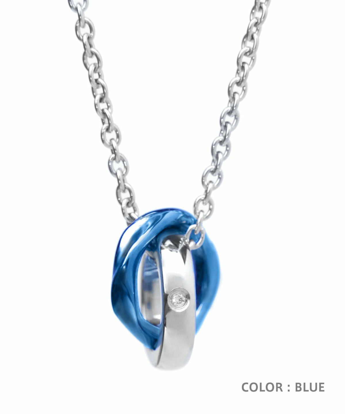 【WEB限定】ウェーブダブルリングネックレス/サージカルステンレス（シルバー・ライトブラック・ブルー・ピンク）