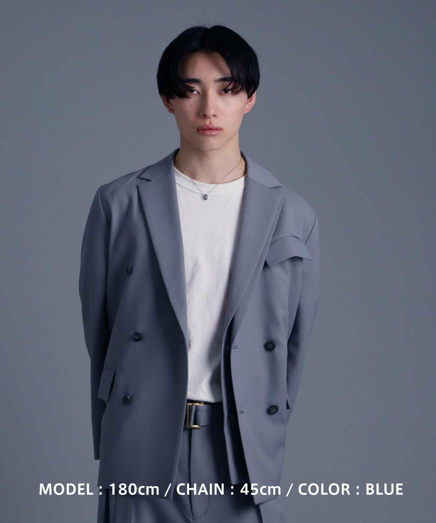 【WEB限定】ウェーブダブルリングネックレス/サージカルステンレス（シルバー・ライトブラック・ブルー・ピンク）