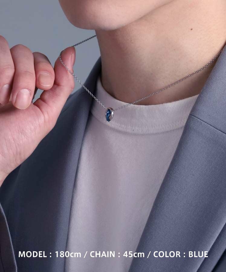 【WEB限定】ウェーブダブルリングネックレス/サージカルステンレス（シルバー・ライトブラック・ブルー・ピンク）