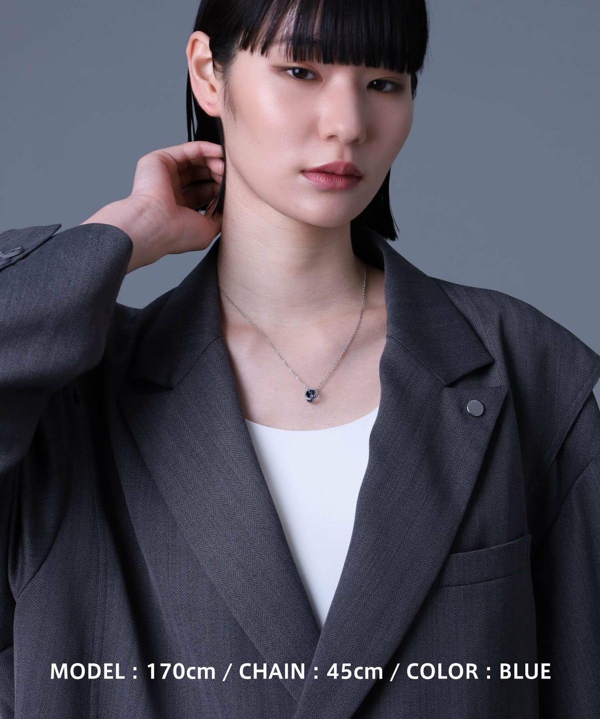 【WEB限定】ウェーブダブルリングネックレス/サージカルステンレス（シルバー・ライトブラック・ブルー・ピンク）