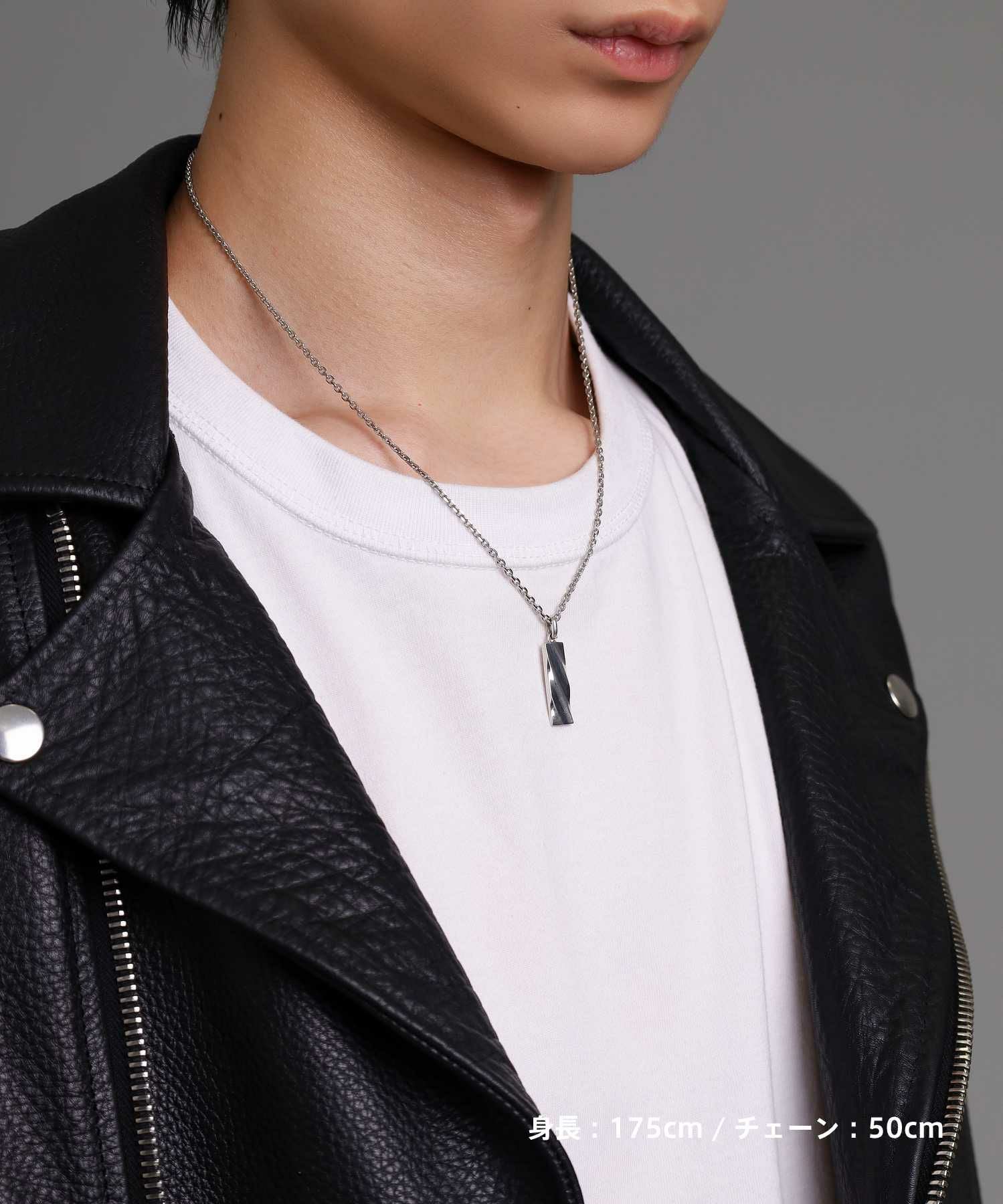 ツイストテックプレートネックレス/シルバー925（シルバー・ブラック）