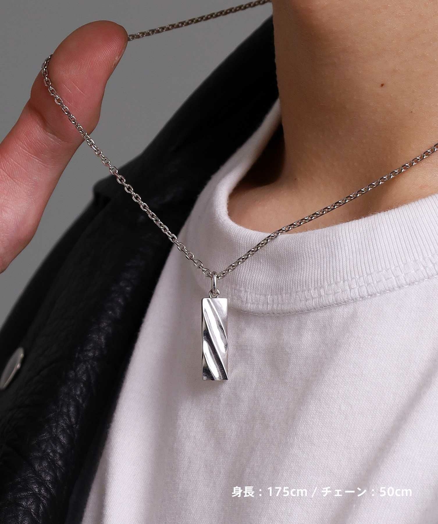 ツイストテックプレートネックレス/シルバー925（シルバー・ブラック）