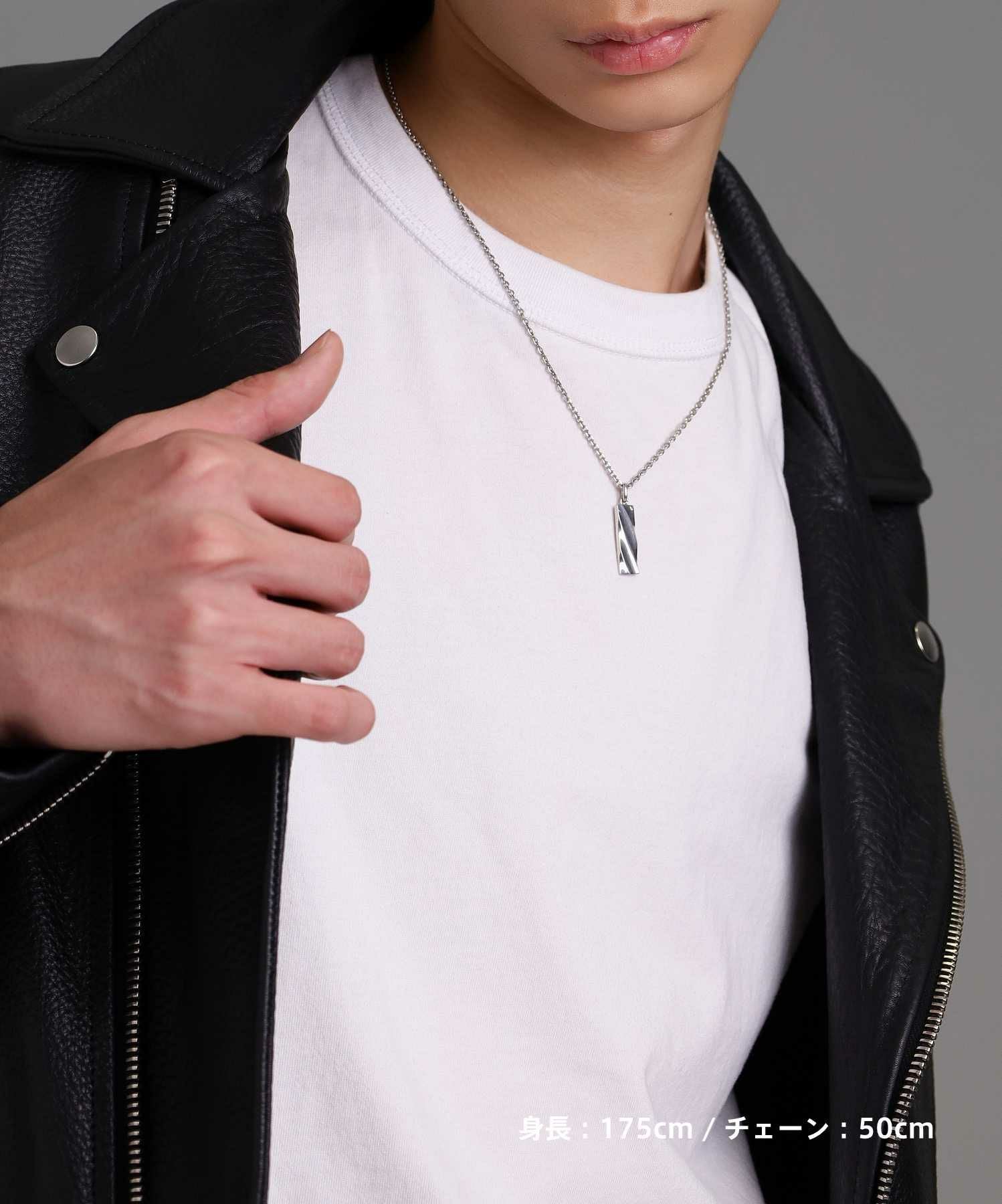 ツイストテックプレートネックレス/シルバー925（シルバー・ブラック）