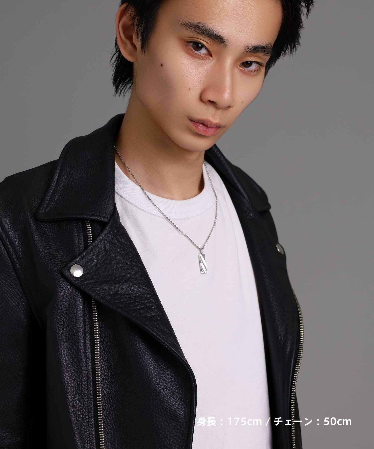 ツイストテックプレートネックレス/シルバー925（シルバー・ブラック）