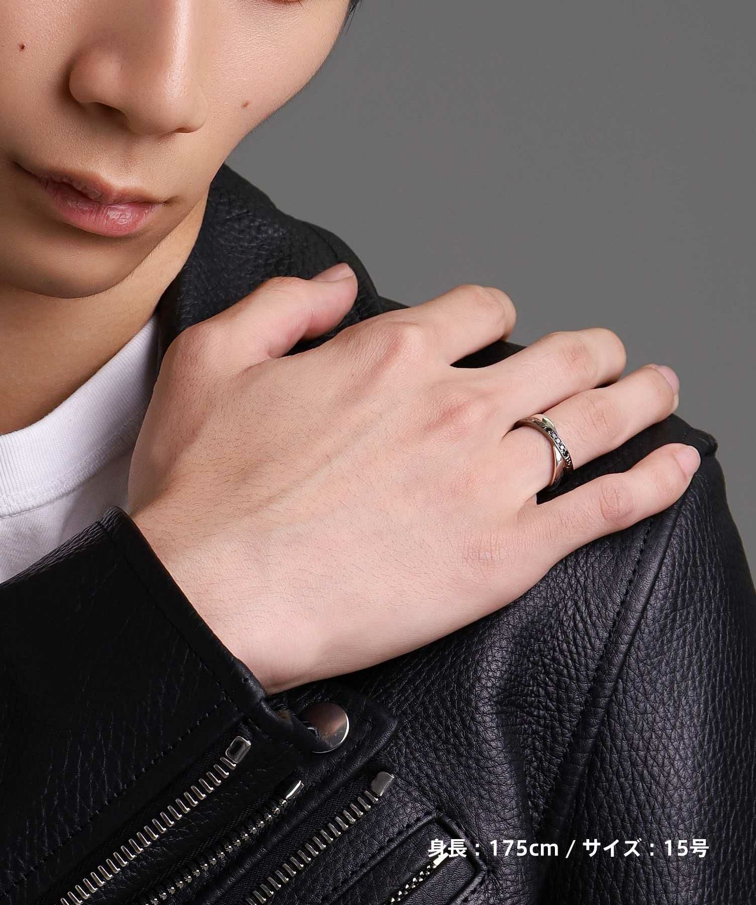 HAWAIIAN”ブルームクロスペアリング（シルバー×ブラック）/シルバー925