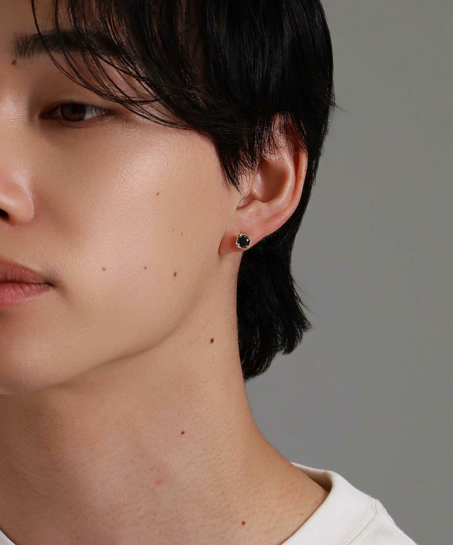 BASIC”コマンダーストーンピアス（ゴールド×ブラック）/K10ゴールド