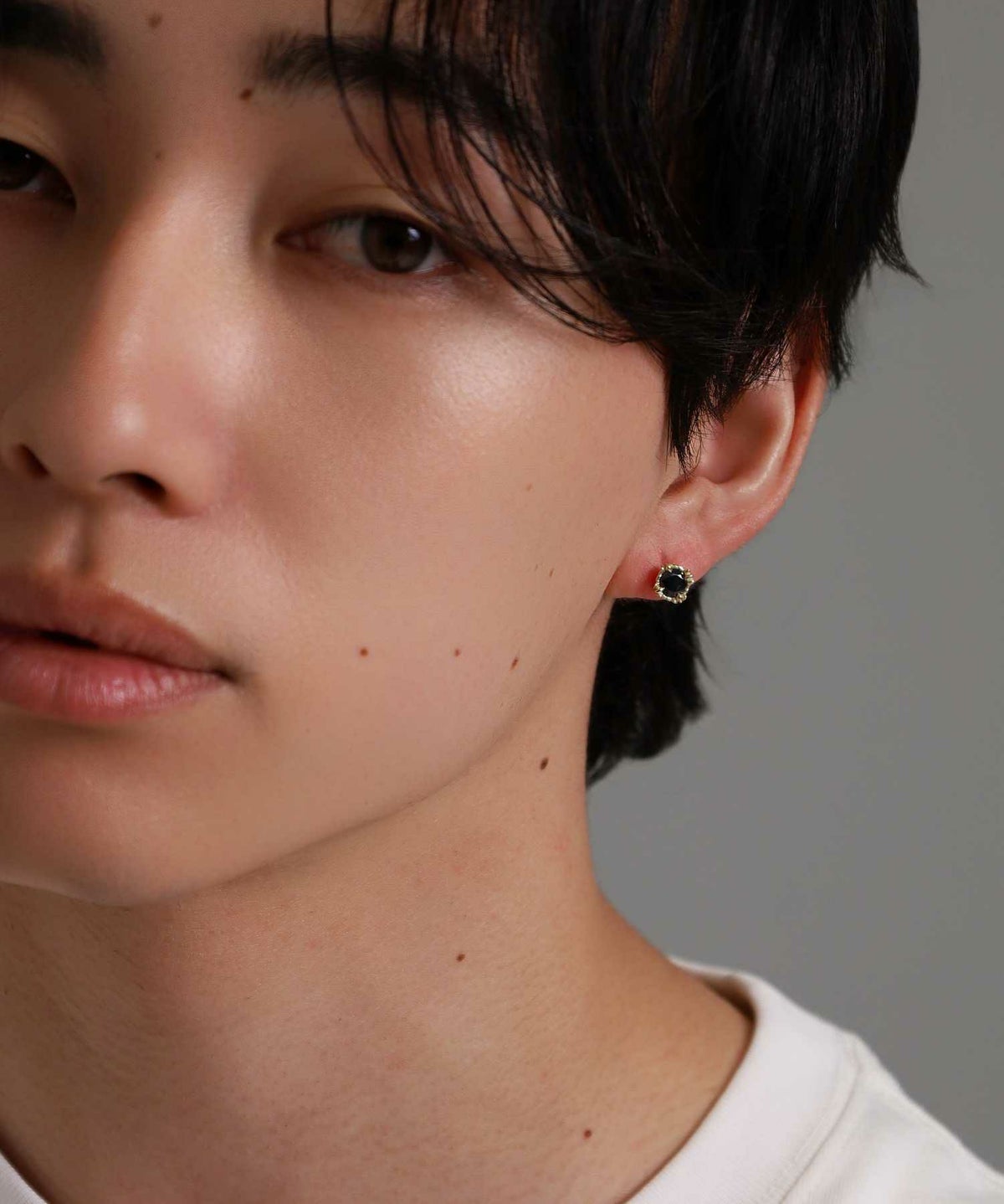 コマンダーストーンピアス/K10ゴールド（ブラック・クリア）