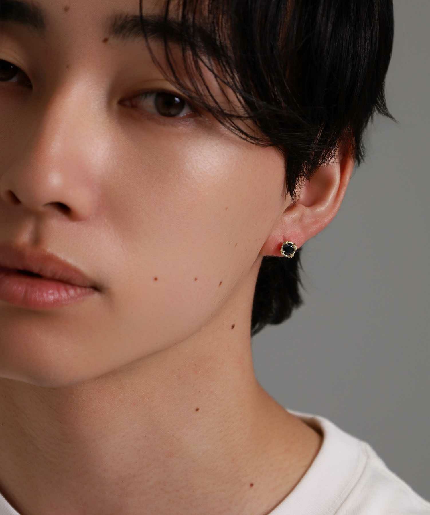 コマンダーストーンピアス/K10ゴールド（ブラック・クリア）