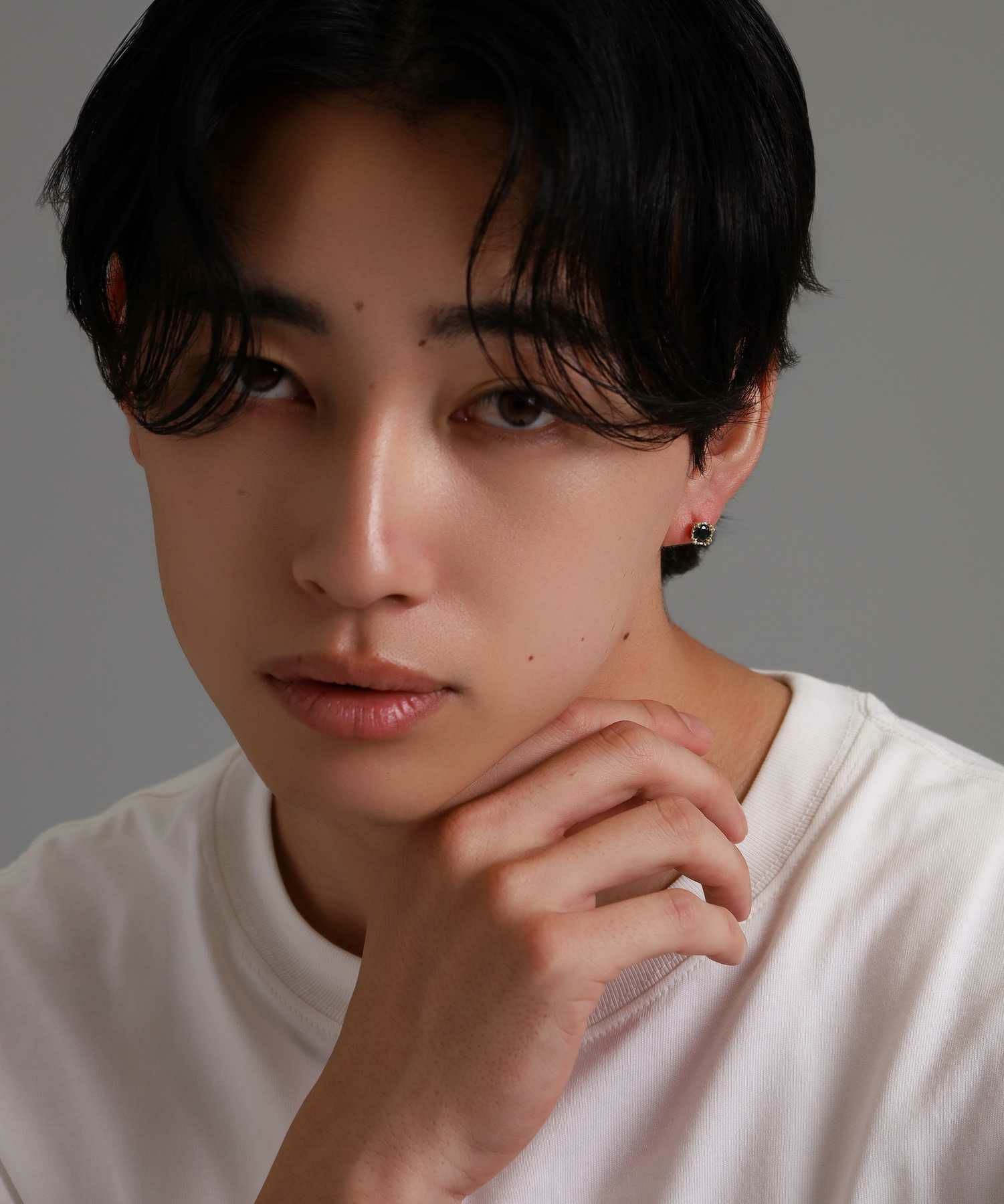 コマンダーストーンピアス/K10ゴールド（ブラック・クリア）