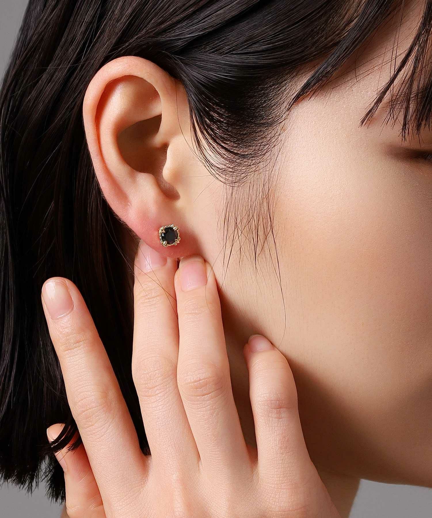 コマンダーストーンピアス/K10ゴールド（ブラック・クリア）