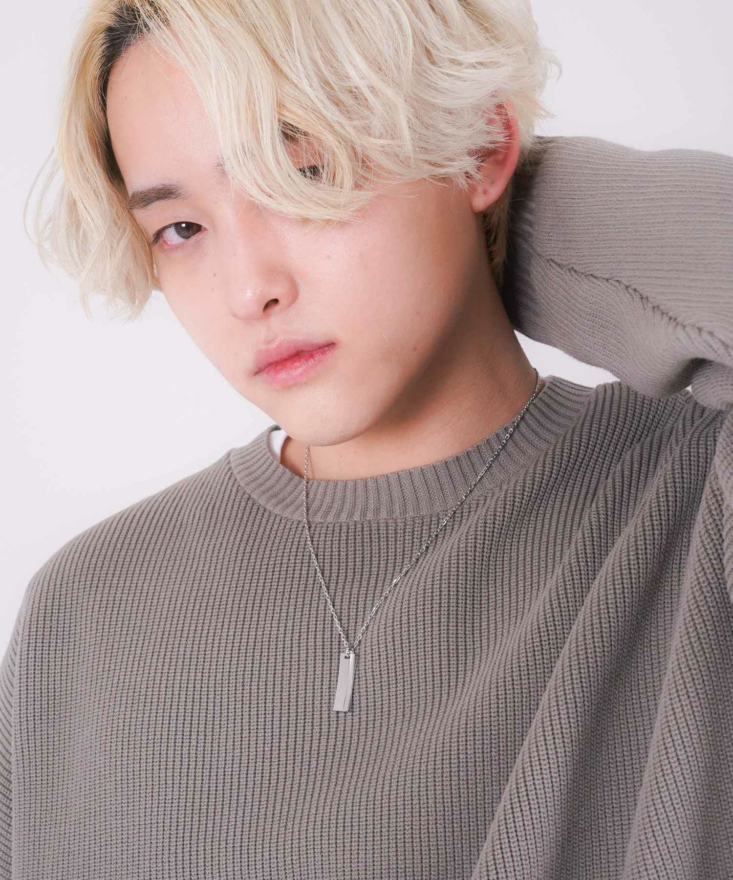 【WEB限定】カーブドプレートネックレス/サージカルステンレス（マットシルバー・マットブラック・マットブルー）