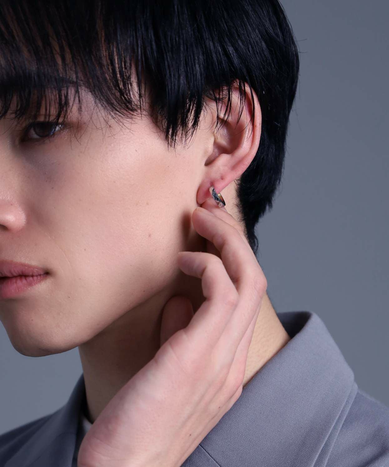 限定展開】“THE EDGE”カッティングフープピアス/シルバー×ゴールド