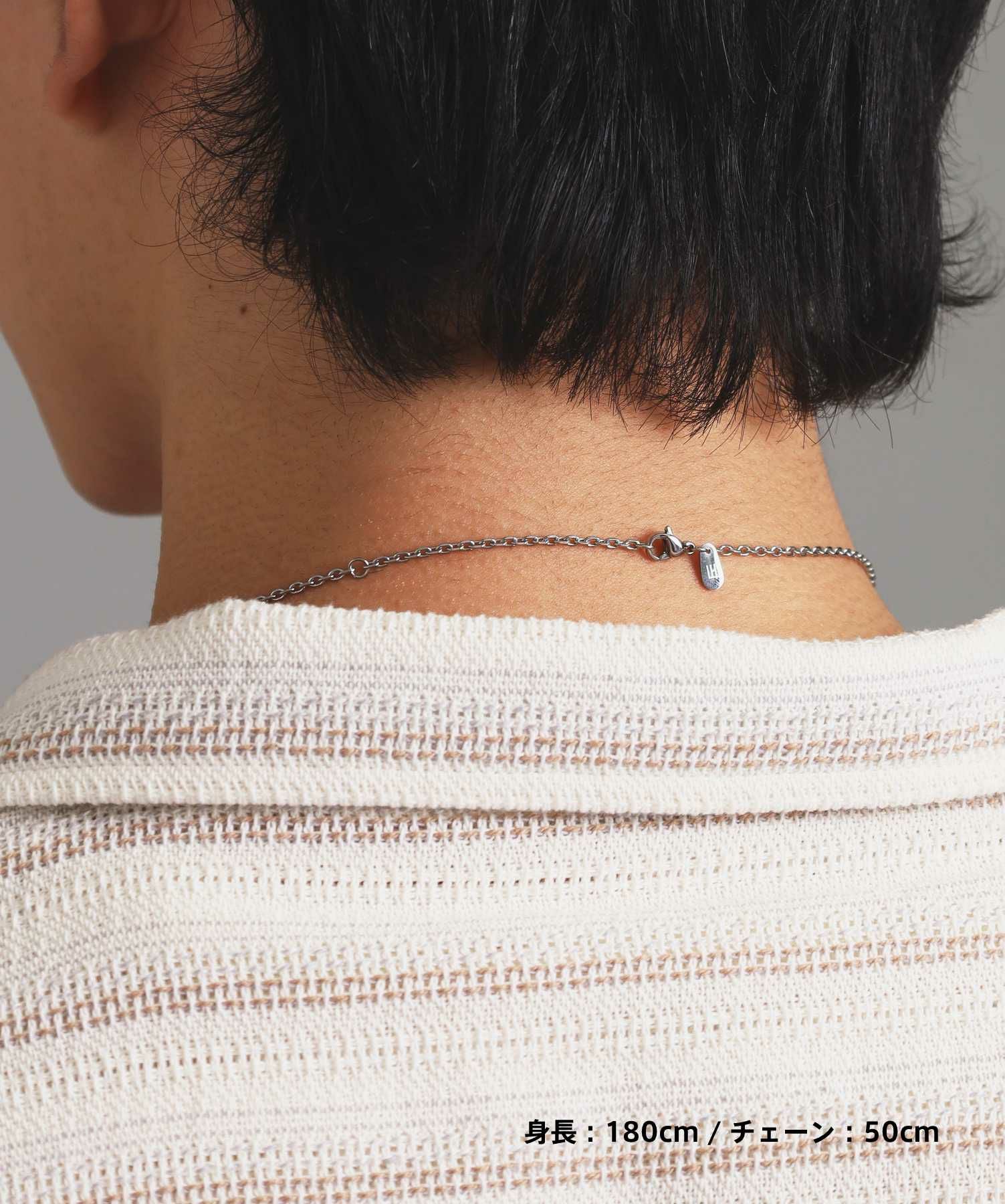 【WEB限定】トライネックレス/サンドプレート/サージカルステンレス（シルバー・ブラック）