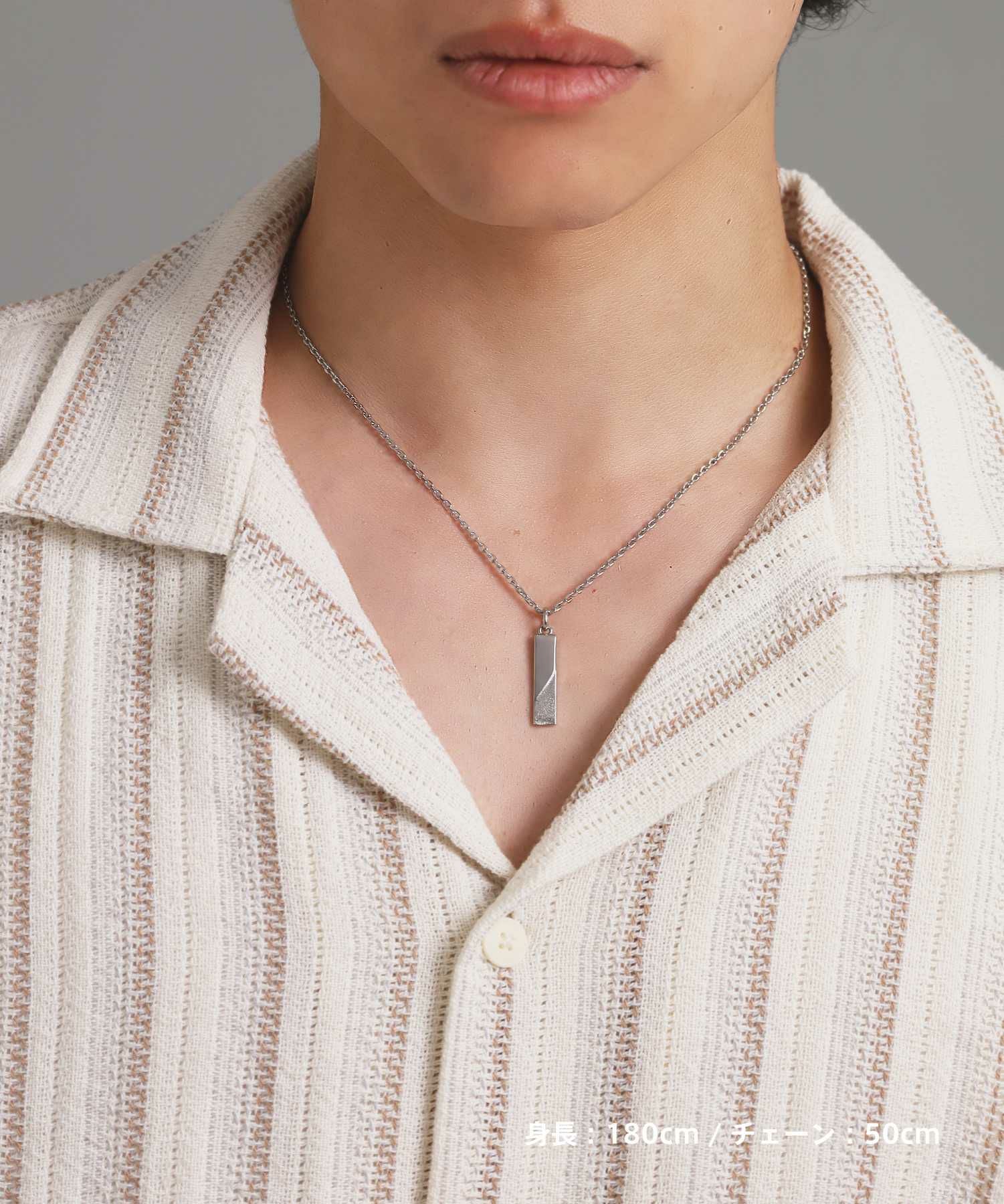 【WEB限定】トライネックレス/サンドプレート/サージカルステンレス（シルバー・ブラック）