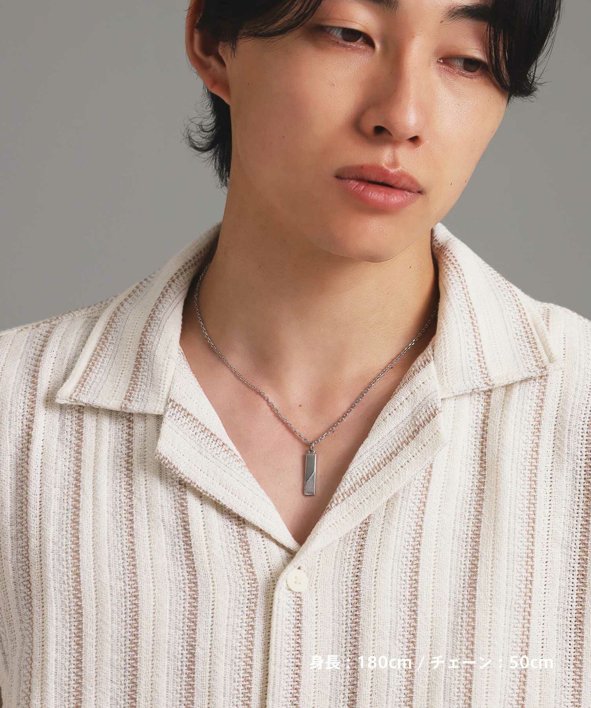 【WEB限定】トライネックレス/サンドプレート/サージカルステンレス（シルバー・ブラック）