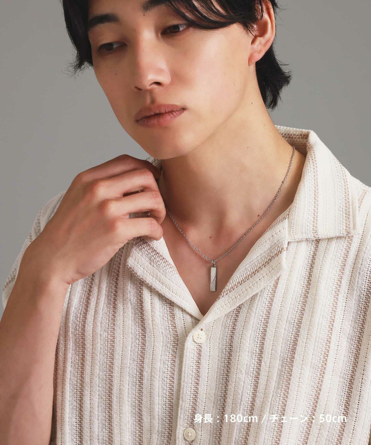 【WEB限定】トライネックレス/サンドプレート/サージカルステンレス（シルバー・ブラック）