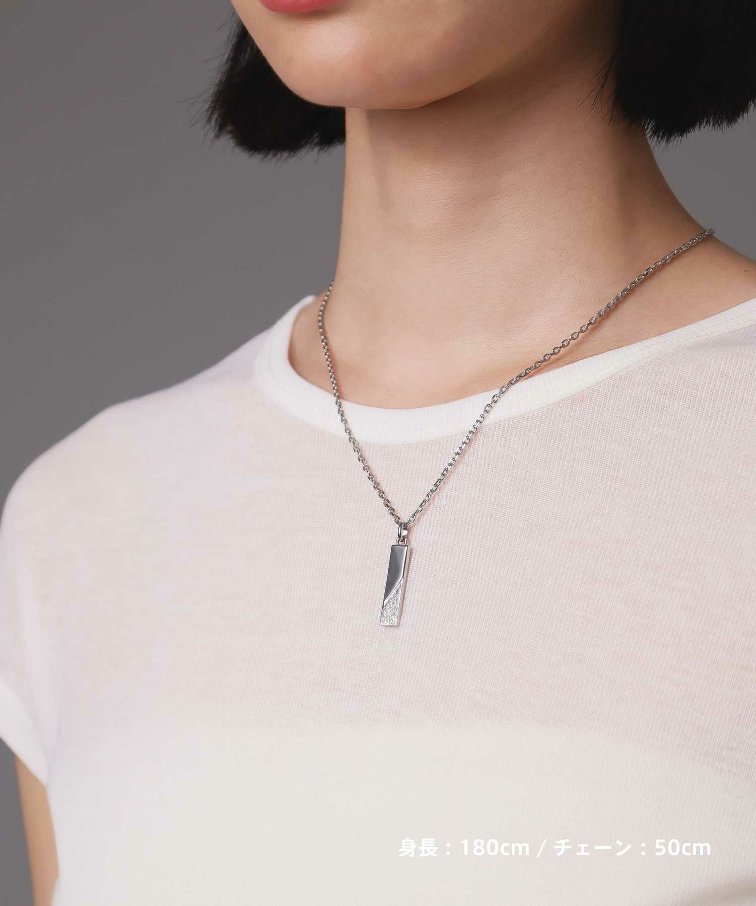 【WEB限定】トライネックレス/サンドプレート/サージカルステンレス（シルバー・ブラック）