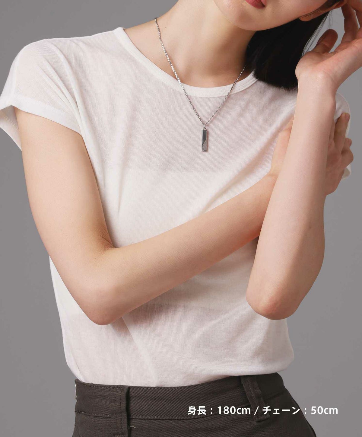 【WEB限定】トライネックレス/サンドプレート/サージカルステンレス（シルバー・ブラック）