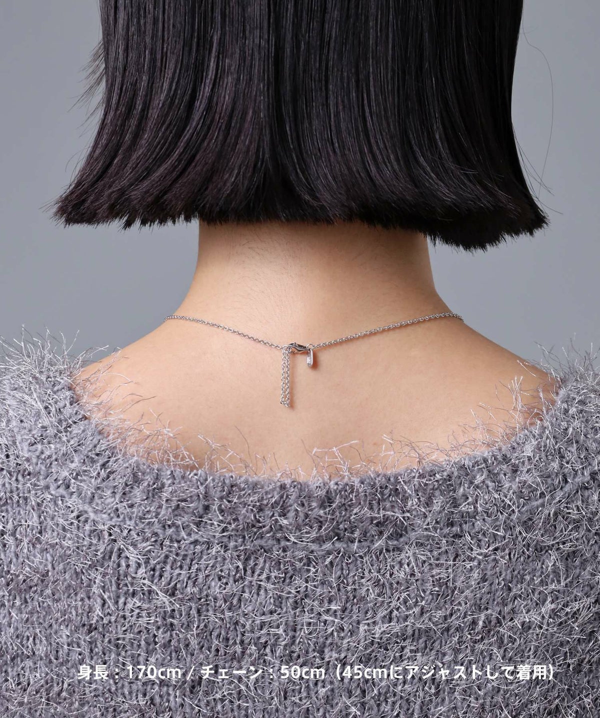 ウェーブダブルリングネックレス/シルバー×ブラック/シルバー925