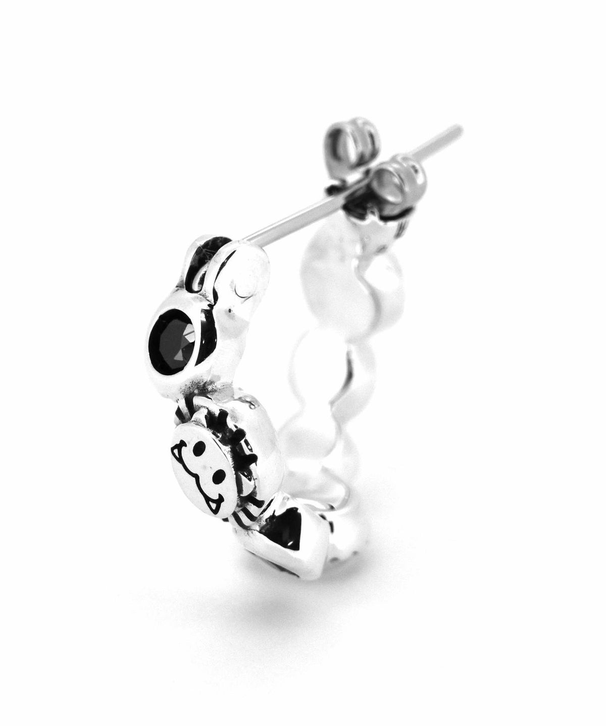 シャープフープピアス/ブラックジルコニア/左耳用/シルバー925