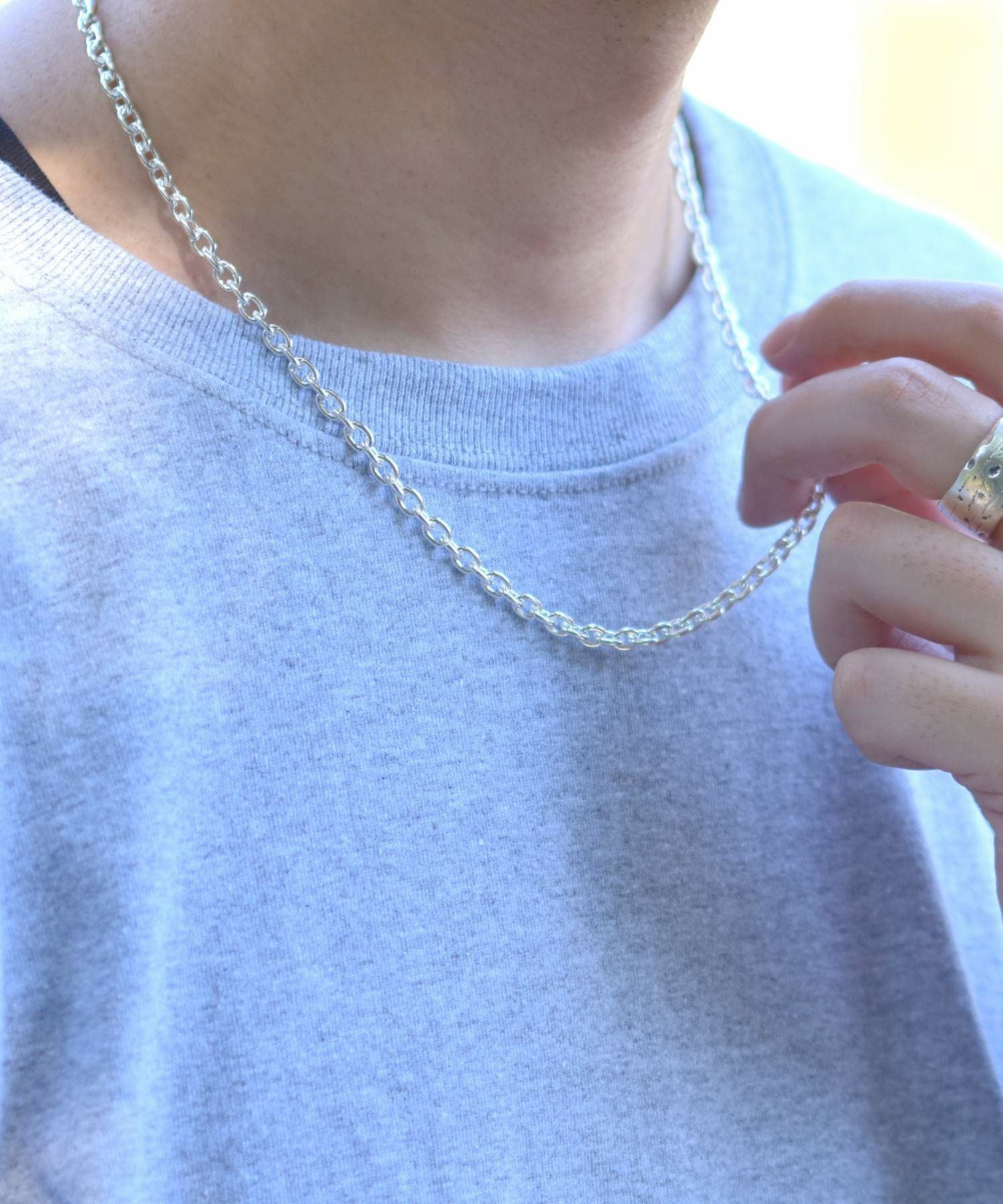 BASIC”ラージシルバーチェーンネックレス/アズキ/シルバー925 | LION