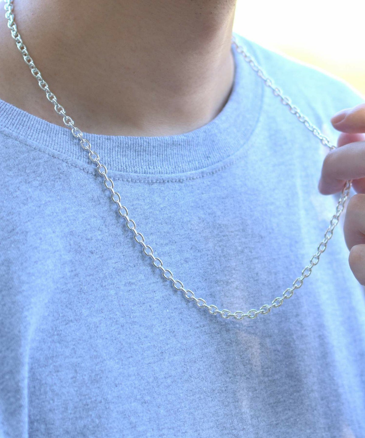 ラージシルバーチェーンネックレス/アズキ/シルバー925