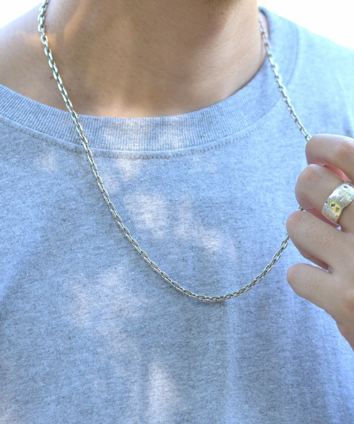 BASIC”ラージシルバーチェーンネックレス/カットアズキ/シルバー925