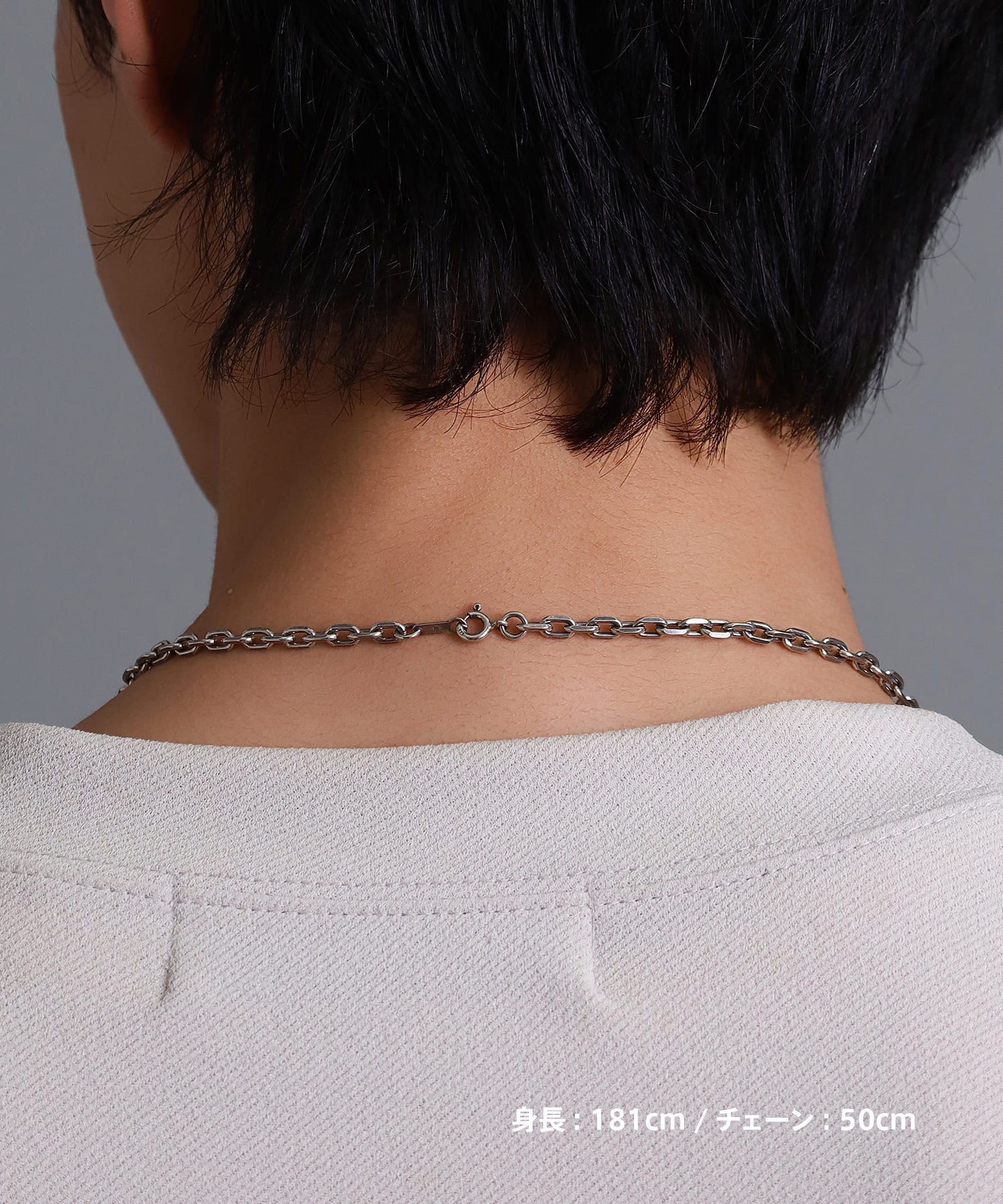 BASIC”ラージシルバーチェーンネックレス/カットアズキ/シルバー925