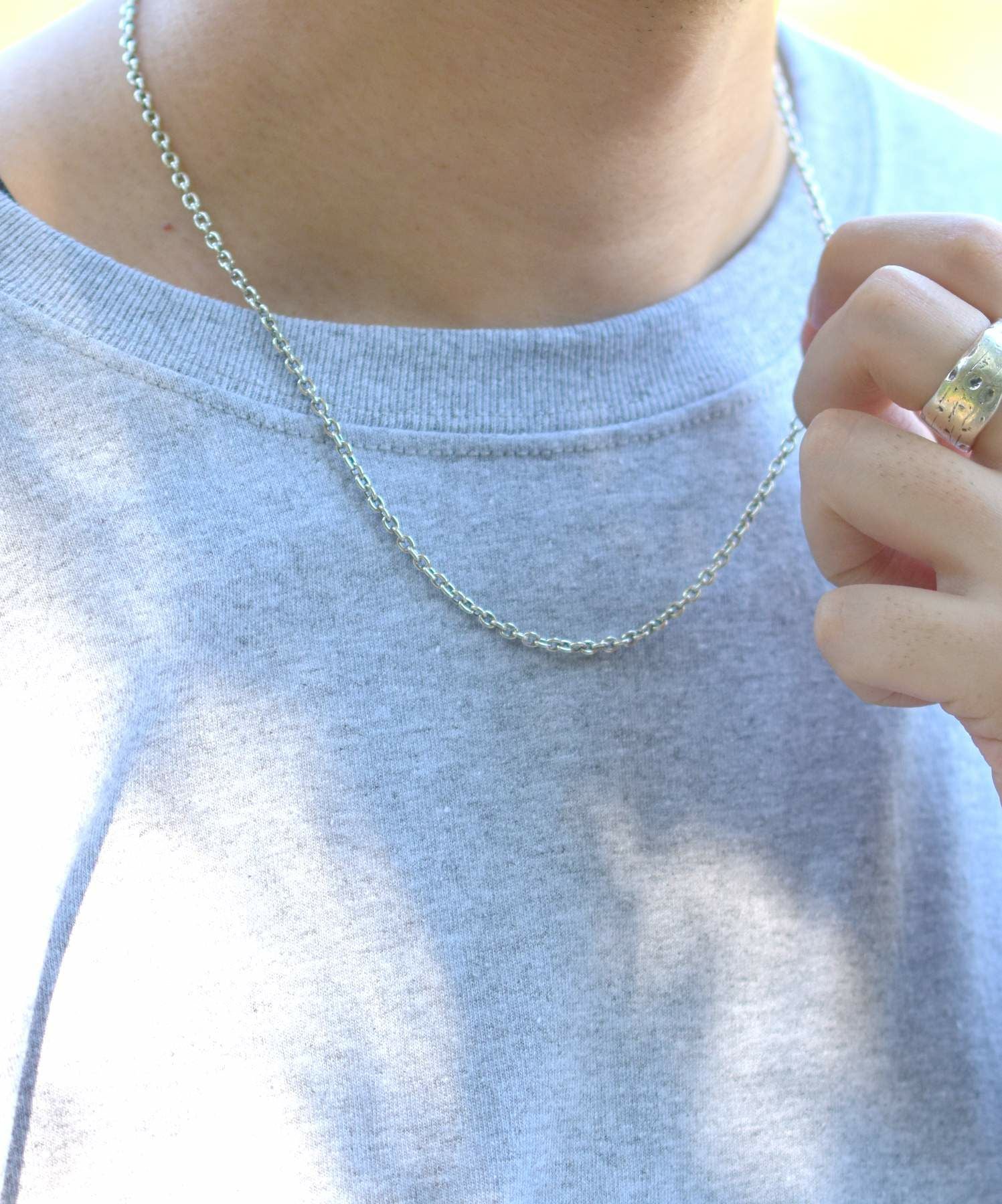 ミディアムシルバーチェーンネックレス/アズキ/シルバー925