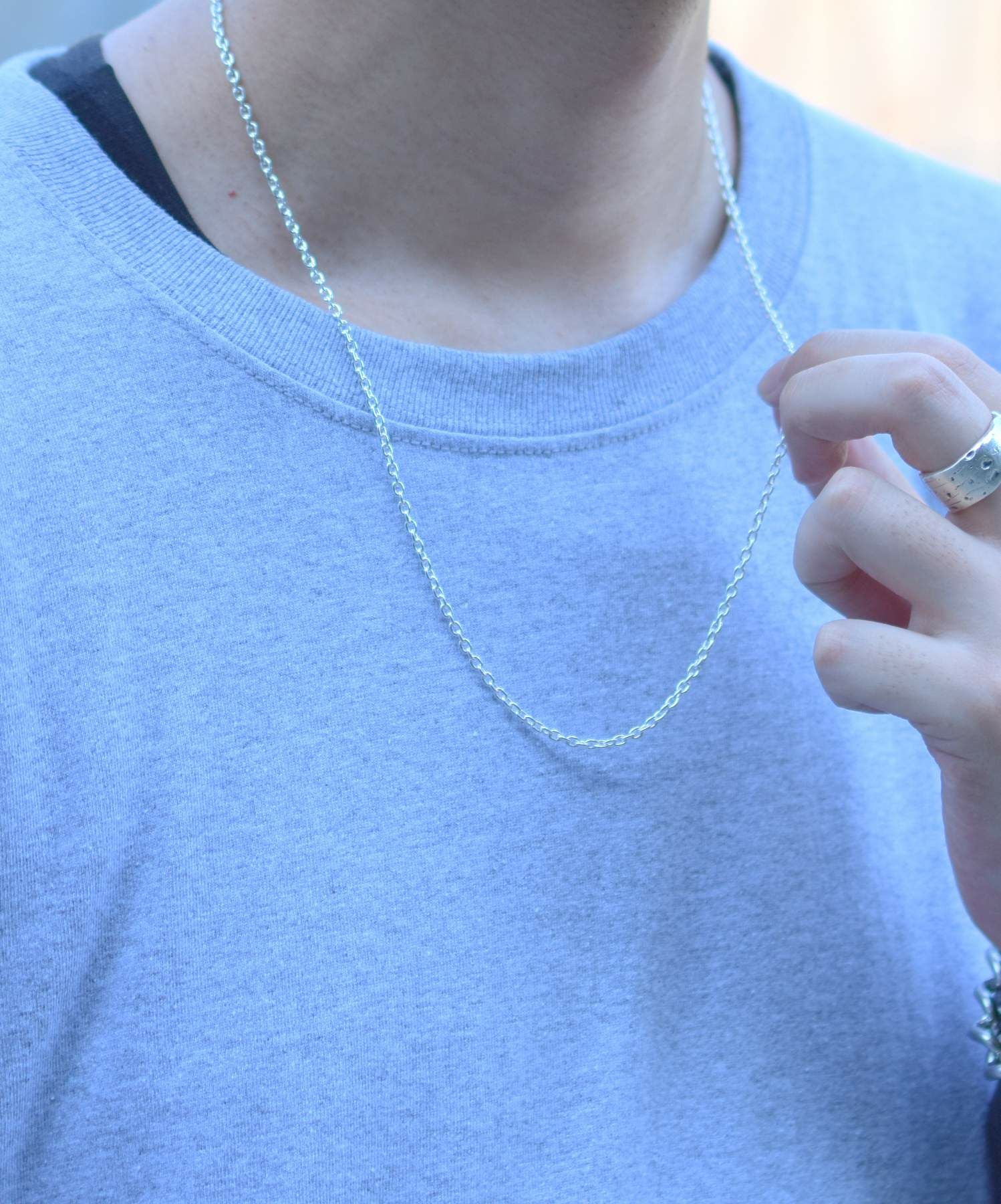 ミディアムシルバーチェーンネックレス/アズキ/シルバー925 | LION