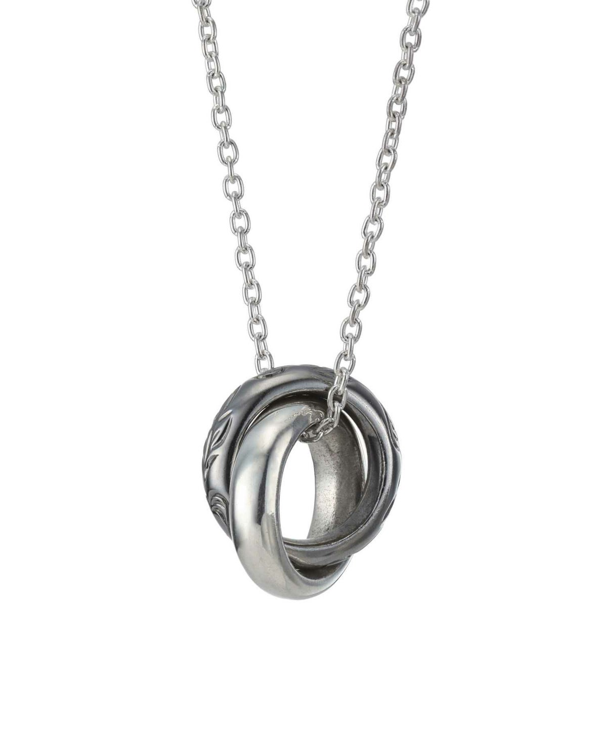 ブルームダブルリングネックレス/シルバー925（ブラック・ピンク）