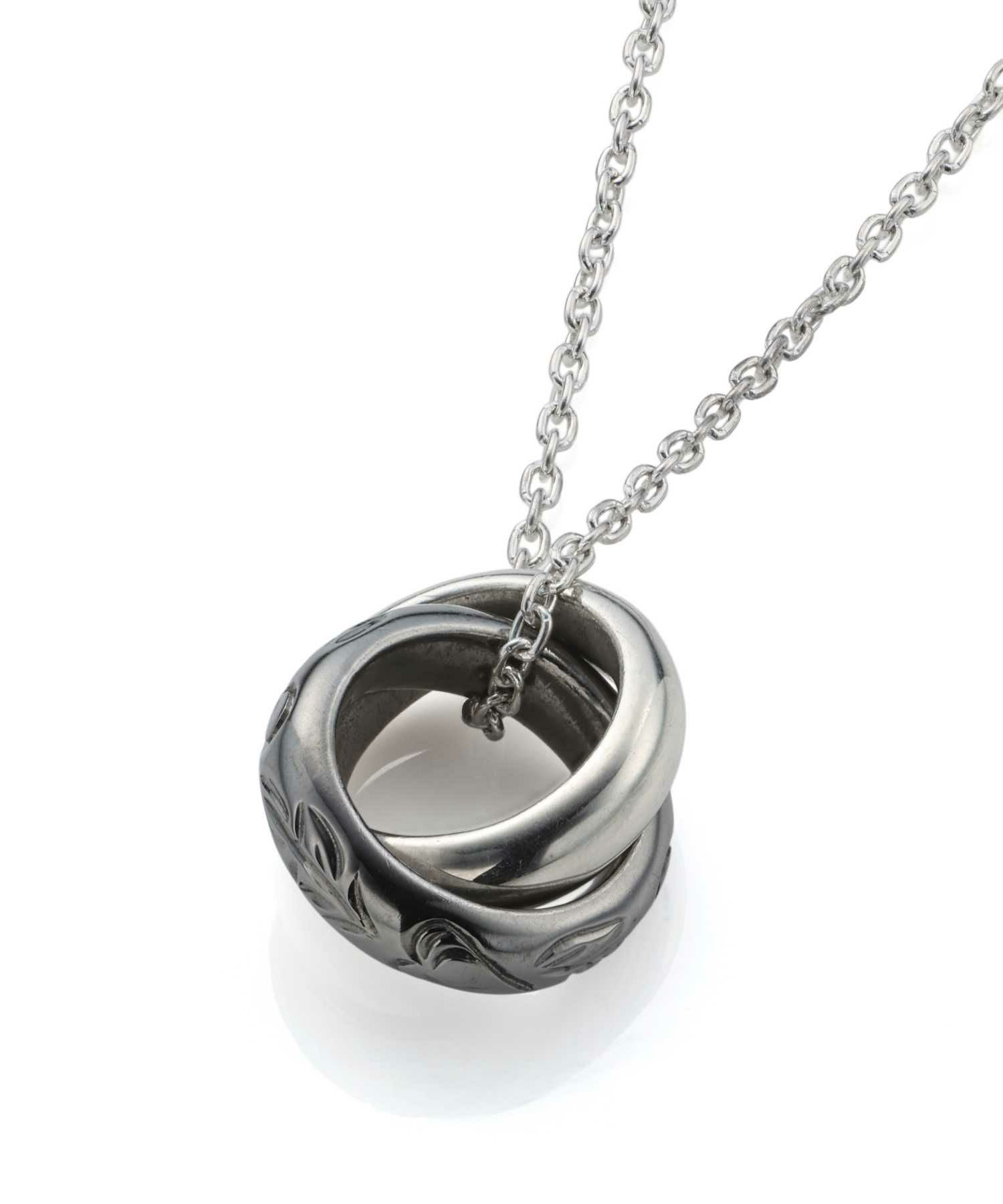 ブルームダブルリングネックレス/シルバー925（ブラック・ピンク）