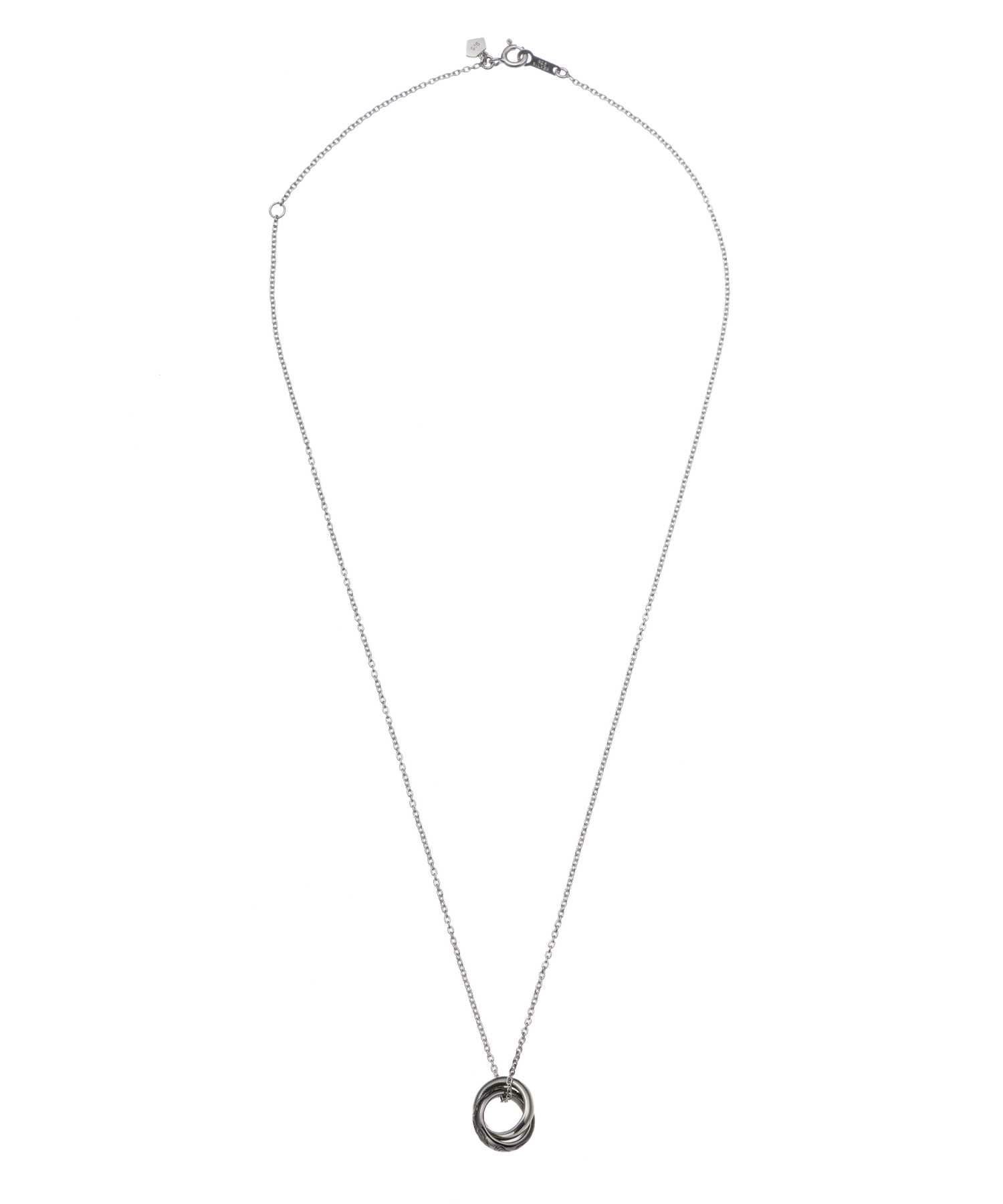 ブルームダブルリングネックレス/シルバー925（ブラック・ピンク）ブルームダブルリングネックレス/シルバー925（ブラック・ピンク）