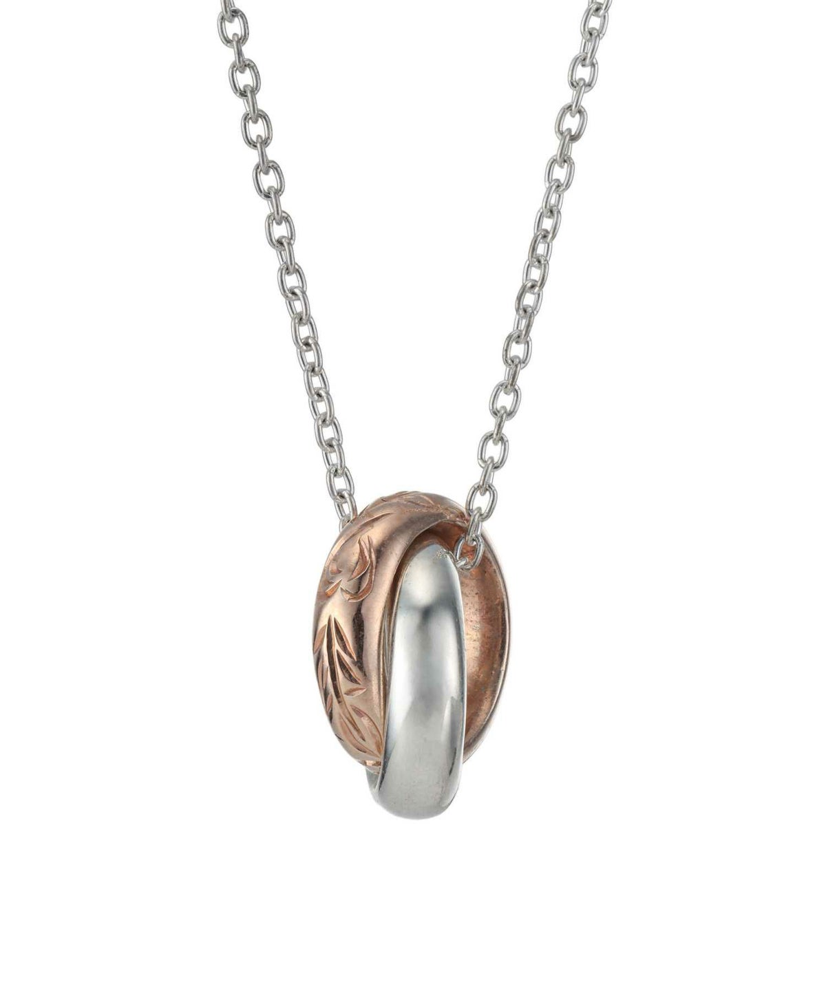 ブルームダブルリングネックレス/シルバー925（ブラック・ピンク）