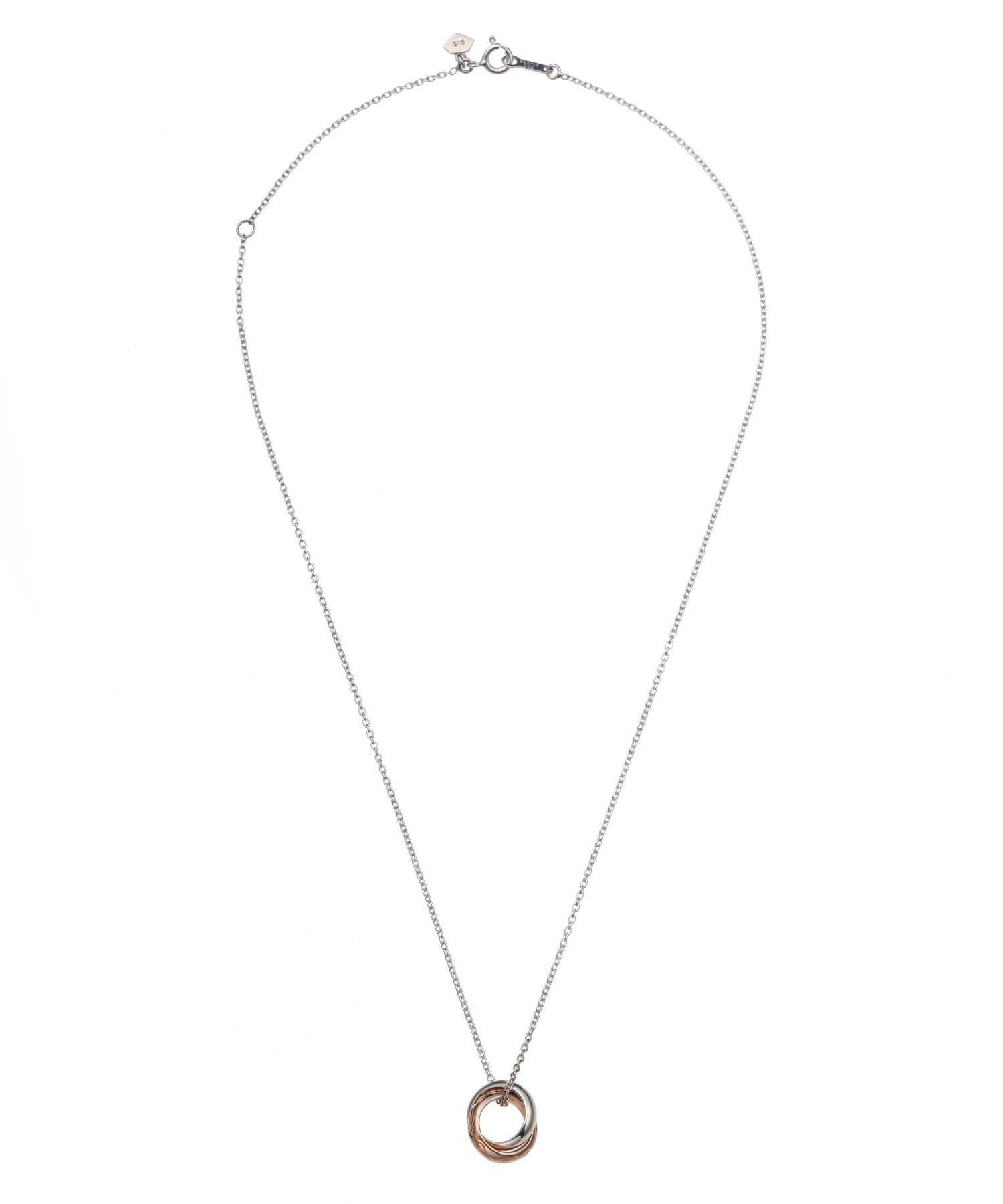 ブルームダブルリングネックレス/シルバー925（ブラック・ピンク）