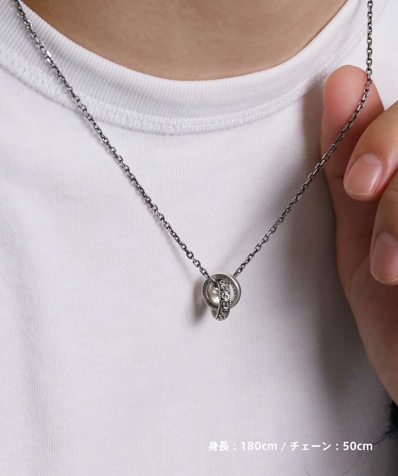 ゴーティーダブルリングネックレス/シルバー925