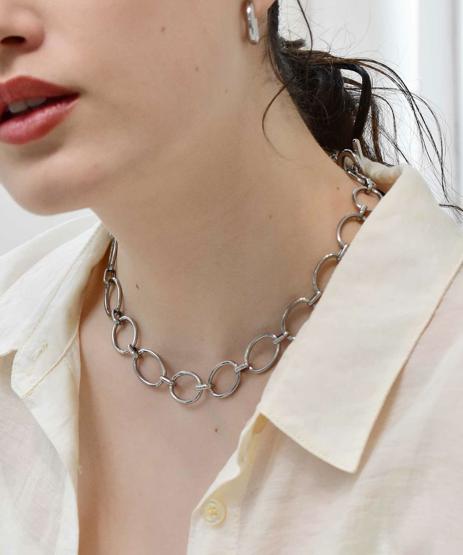 オーバルチャンキーチェーンネックレス/シルバー/サージカルステンレス