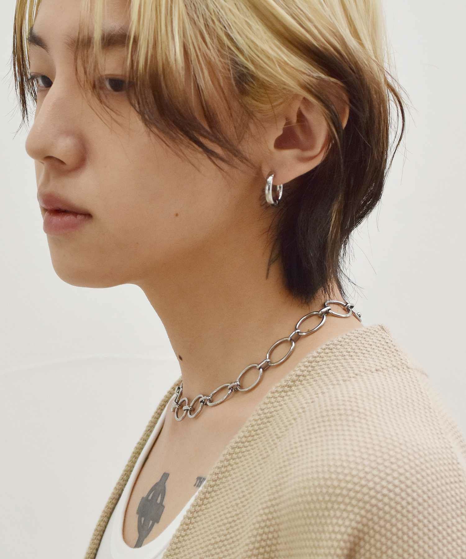 オーバルチャンキーチェーンネックレス/シルバー/サージカルステンレス